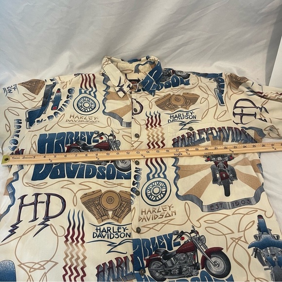 Harley Davidson Vintage Tori Richards Hawaiian Shirt Size XL - Picture 6 of 8